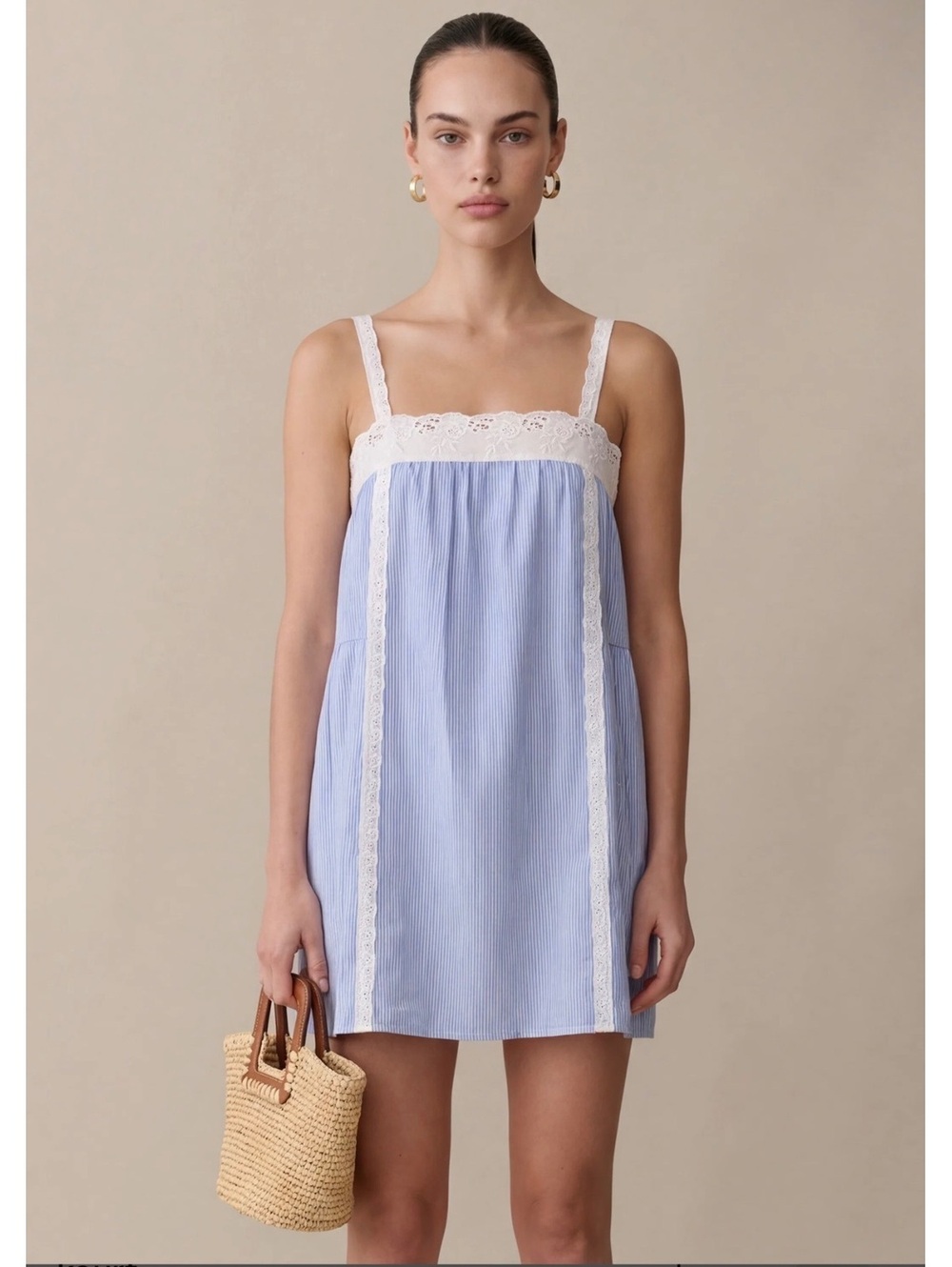 NWT Kourt by Few Moda Florence Cotton Mini Dress Size XS Blue Stripe